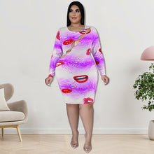 Load image into Gallery viewer, Sexy color lip print cutout dress（AY2504）
