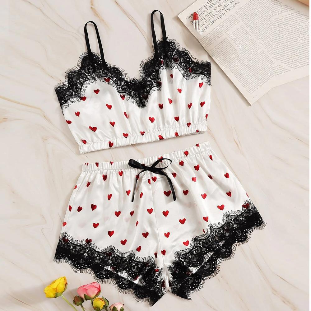 Hot selling love sexy lace ice silk sling set