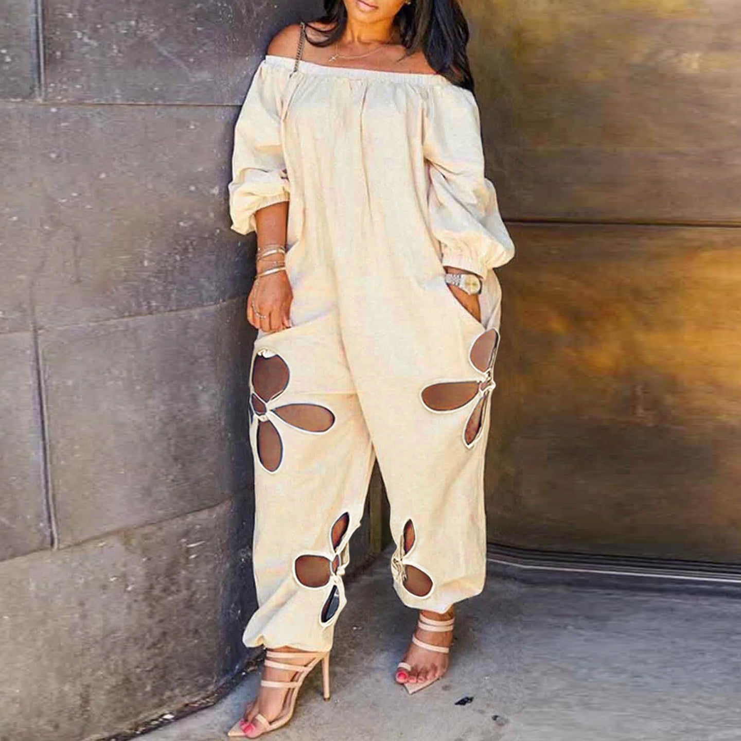 Hook flower oversize jumpsuit (AY2438)