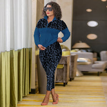 Load image into Gallery viewer, Women&#39;s leopard print stitching sports and leisure trousers two-piece suit
