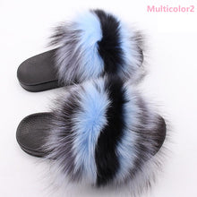 Load image into Gallery viewer, Multicolor fur slippers
