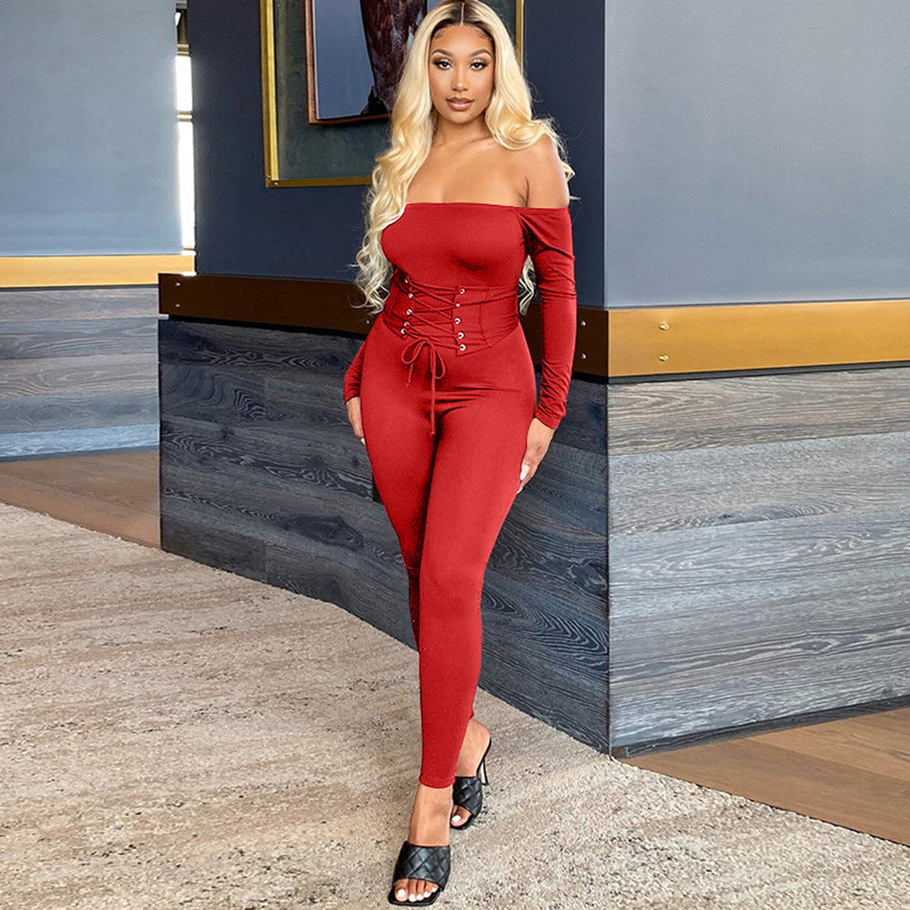 Solid color sexy slim jumpsuit（AY1219）