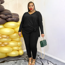 Load image into Gallery viewer, Fashion Solid Color V-Neck Casual Two Piece Set（AY2305）
