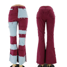 Load image into Gallery viewer, Hot selling stitching flared denim trousers(Only pants)
