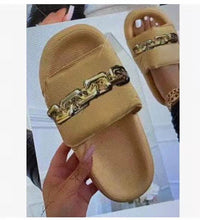 Load image into Gallery viewer, Hot metal chain bread slippers
