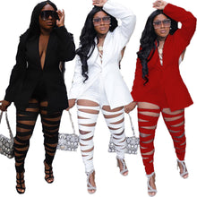 Load image into Gallery viewer, Sexy solid color hollow suit suit（AY2339）
