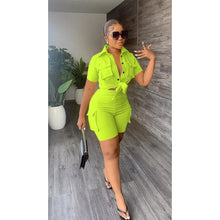 Load image into Gallery viewer, Shirt short sleeved shorts solid color two-piece set AY2731

